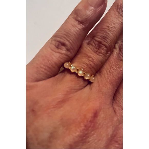 Pretty MULTI-STONED GOLD OPAL RING - Picture 2 of 5